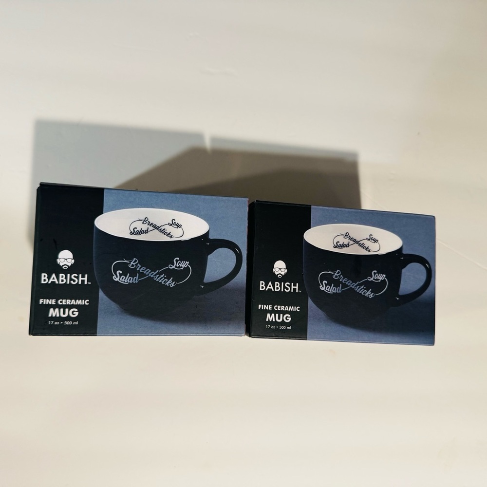 Babish Breadstick Soup and Salad Latte Tattoo Mug, 17oz Set of 2